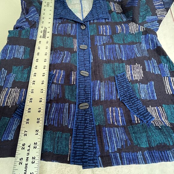 Habitat Womens Mixed Print Button Front Swing Jacket Small Blue Sapphire New - Picture 9 of 10